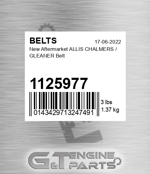 1125977 New Aftermarket ALLIS CHALMERS / GLEANER Belt