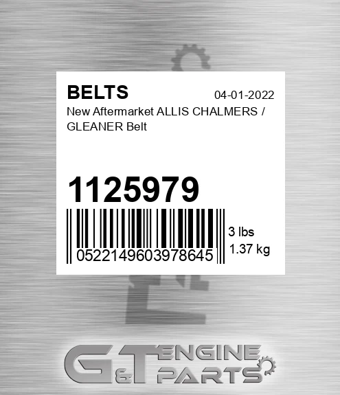 1125979 New Aftermarket ALLIS CHALMERS / GLEANER Belt