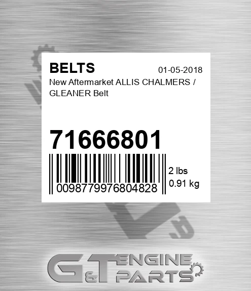 71666801 New Aftermarket ALLIS CHALMERS / GLEANER Belt