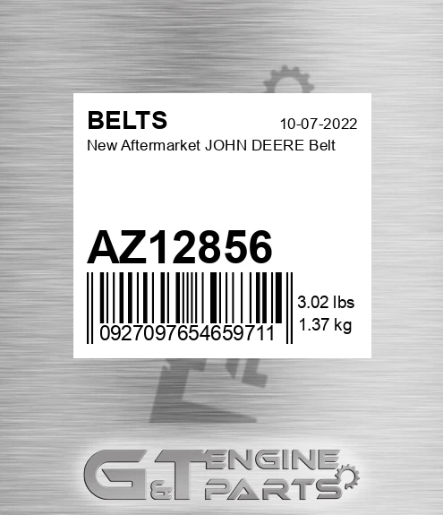 AZ12856 New Aftermarket JOHN DEERE Belt