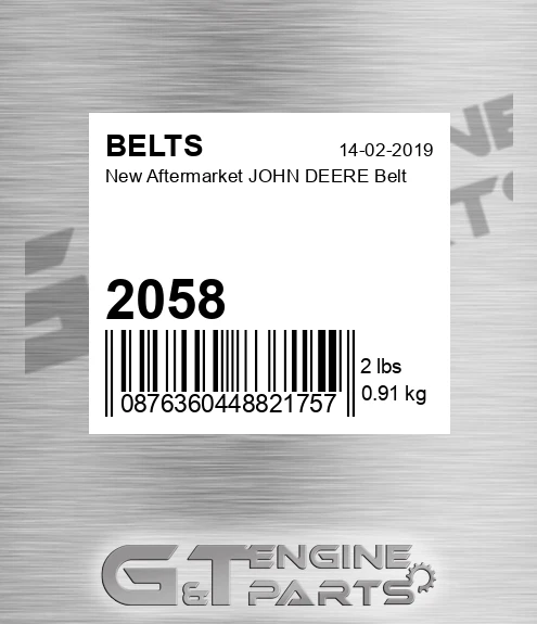 2058 New Aftermarket JOHN DEERE Belt