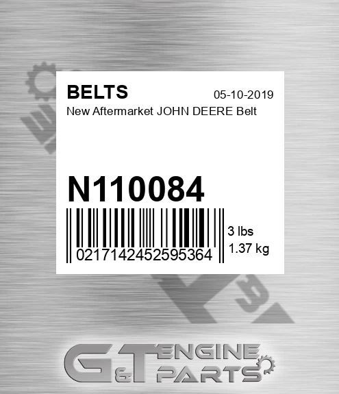 N110084 New Aftermarket JOHN DEERE Belt