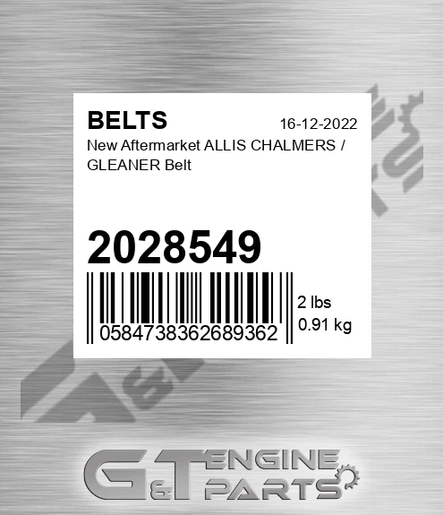 2028549 New Aftermarket ALLIS CHALMERS / GLEANER Belt