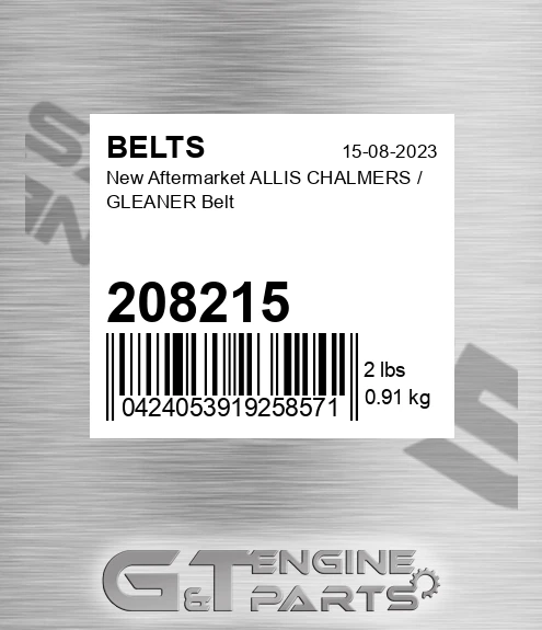 208215 New Aftermarket ALLIS CHALMERS / GLEANER Belt