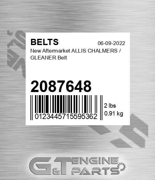 2087648 New Aftermarket ALLIS CHALMERS / GLEANER Belt