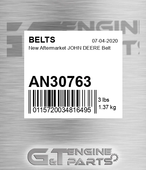 AN30763 New Aftermarket JOHN DEERE Belt
