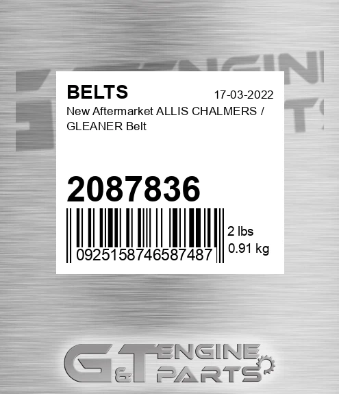 2087836 New Aftermarket ALLIS CHALMERS / GLEANER Belt