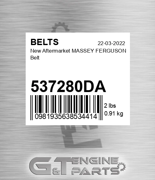 537280DA New Aftermarket MASSEY FERGUSON Belt
