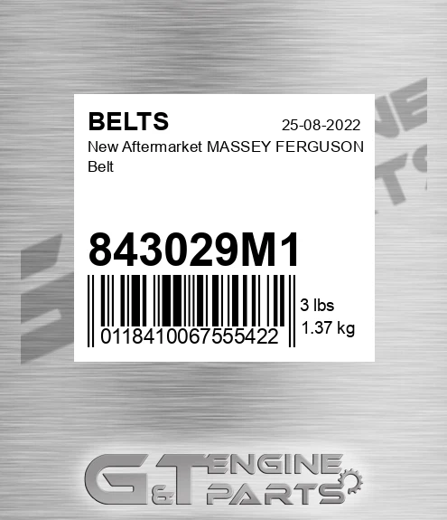 843029M1 New Aftermarket MASSEY FERGUSON Belt