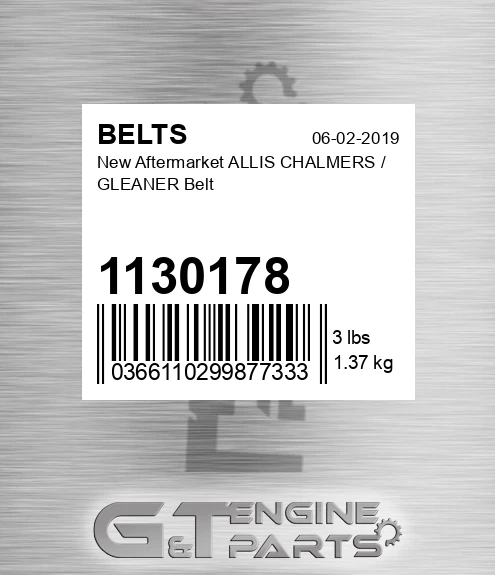 1130178 New Aftermarket ALLIS CHALMERS / GLEANER Belt