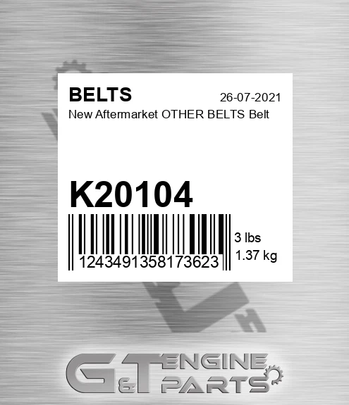 K20104 New Aftermarket OTHER BELTS Belt