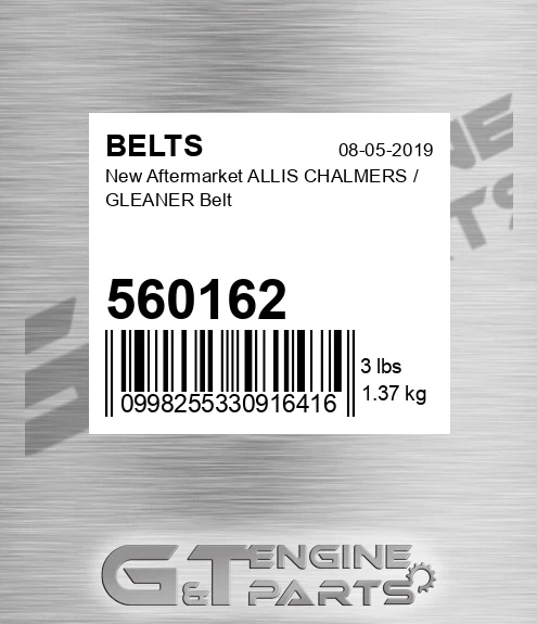 560162 New Aftermarket ALLIS CHALMERS / GLEANER Belt