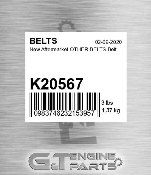 K20567 New Aftermarket OTHER BELTS Belt