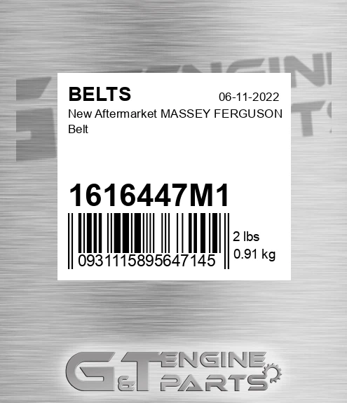 1616447M1 New Aftermarket MASSEY FERGUSON Belt