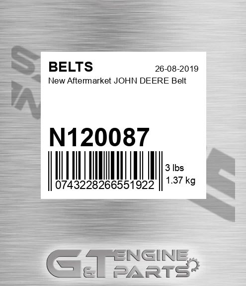 N120087 New Aftermarket JOHN DEERE Belt