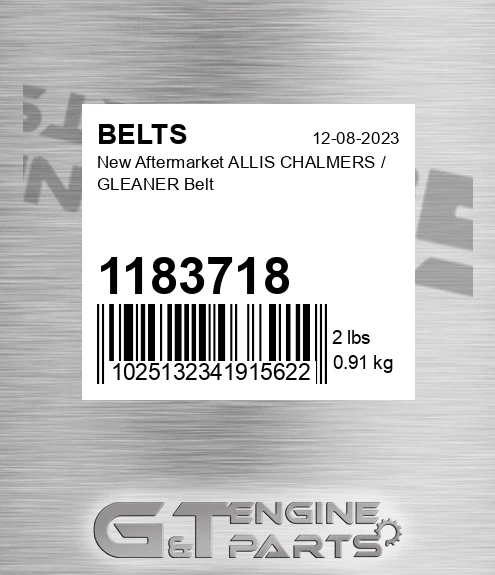 1183718 New Aftermarket ALLIS CHALMERS / GLEANER Belt