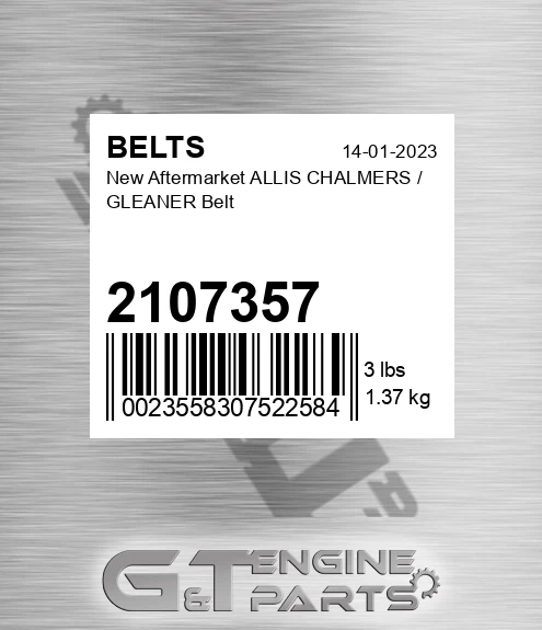 2107357 New Aftermarket ALLIS CHALMERS / GLEANER Belt
