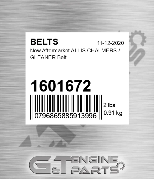 1601672 New Aftermarket ALLIS CHALMERS / GLEANER Belt