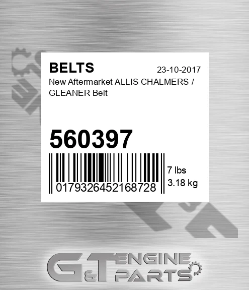 560397 New Aftermarket ALLIS CHALMERS / GLEANER Belt
