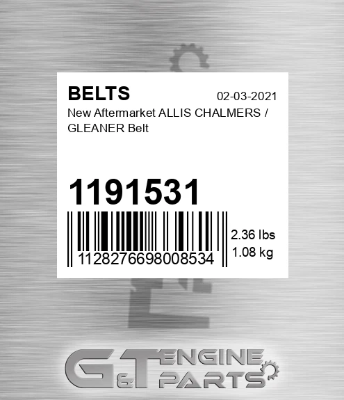 1191531 New Aftermarket ALLIS CHALMERS / GLEANER Belt