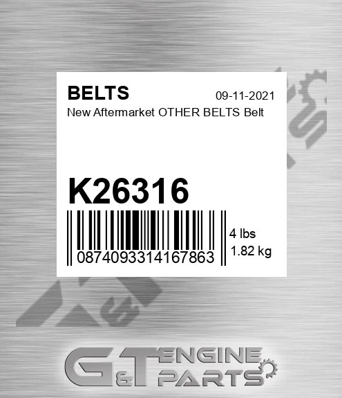 K26316 New Aftermarket OTHER BELTS Belt