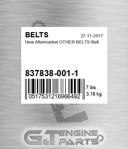 837838-001-1 New Aftermarket OTHER BELTS Belt