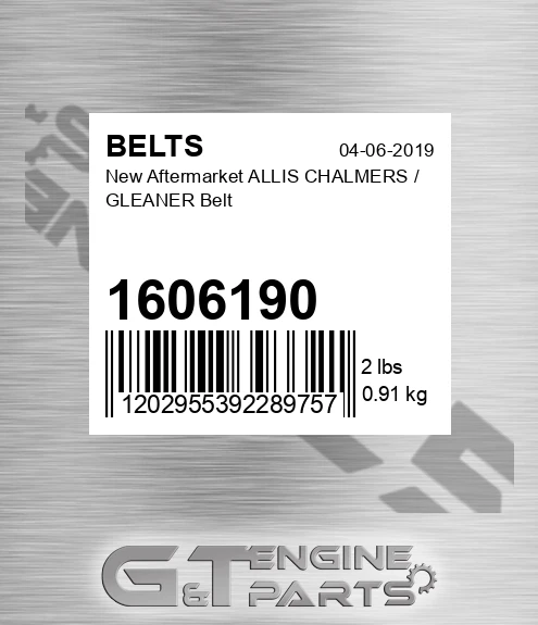 1606190 New Aftermarket ALLIS CHALMERS / GLEANER Belt