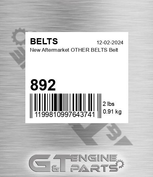 892 New Aftermarket OTHER BELTS Belt