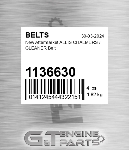 1136630 New Aftermarket ALLIS CHALMERS / GLEANER Belt