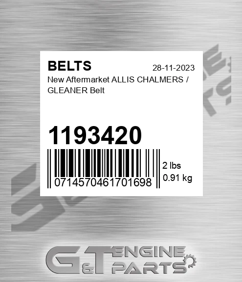 1193420 New Aftermarket ALLIS CHALMERS / GLEANER Belt