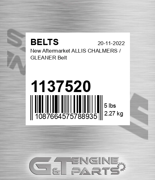 1137520 New Aftermarket ALLIS CHALMERS / GLEANER Belt