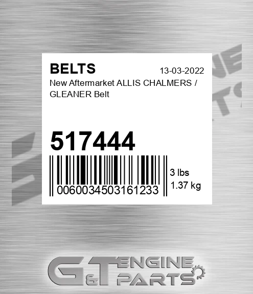 517444 New Aftermarket ALLIS CHALMERS / GLEANER Belt