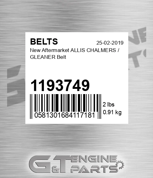 1193749 New Aftermarket ALLIS CHALMERS / GLEANER Belt