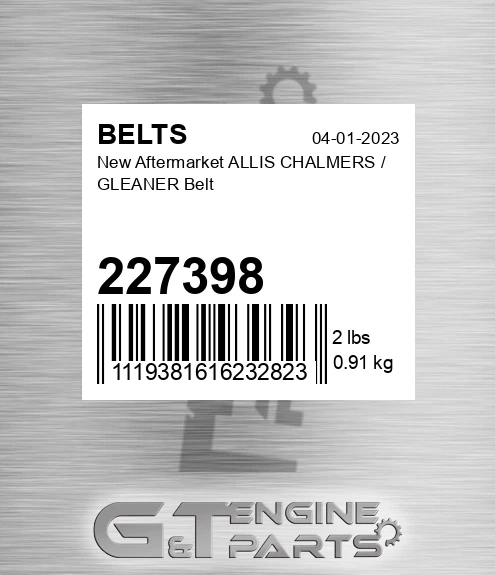 227398 New Aftermarket ALLIS CHALMERS / GLEANER Belt