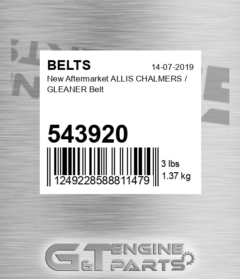 543920 New Aftermarket ALLIS CHALMERS / GLEANER Belt