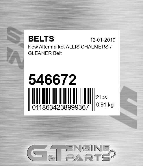 546672 New Aftermarket ALLIS CHALMERS / GLEANER Belt