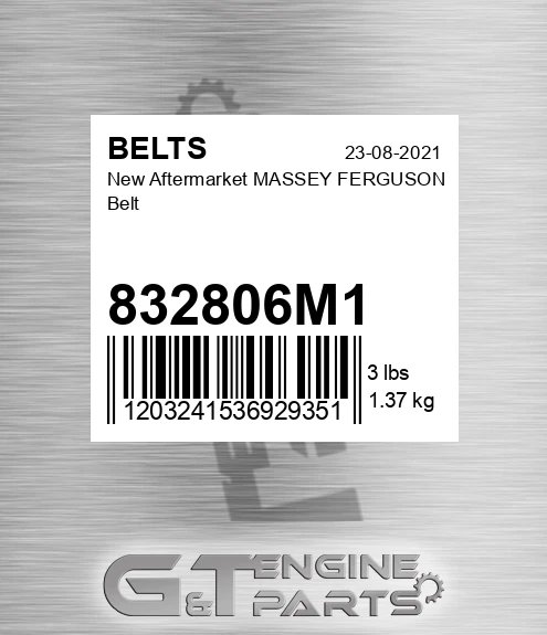 832806M1 New Aftermarket MASSEY FERGUSON Belt