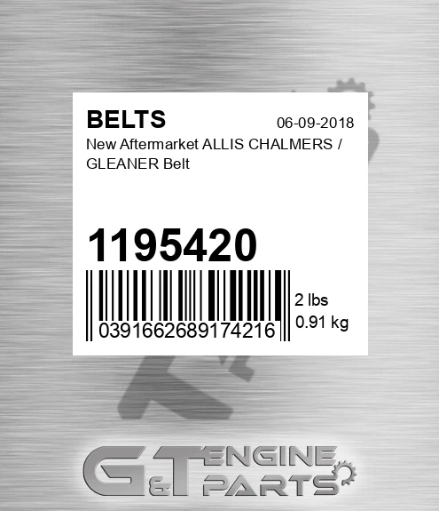 1195420 New Aftermarket ALLIS CHALMERS / GLEANER Belt