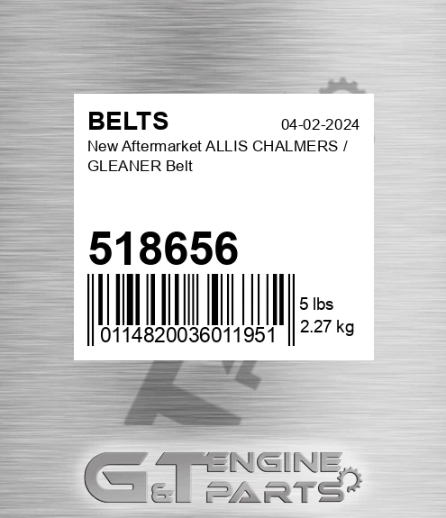 518656 New Aftermarket ALLIS CHALMERS / GLEANER Belt
