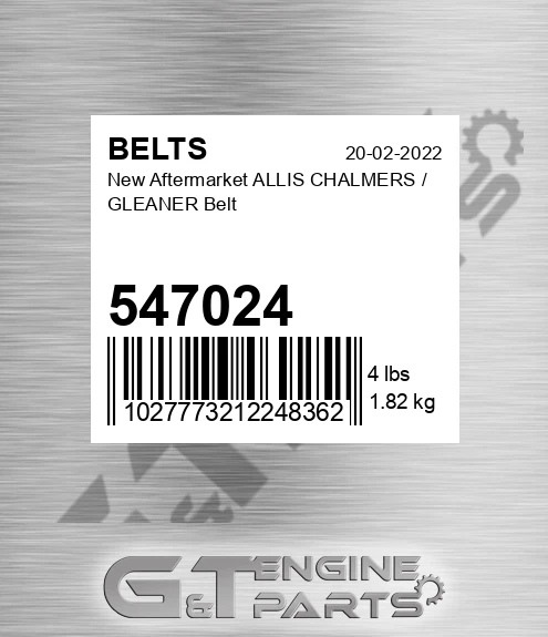 547024 New Aftermarket ALLIS CHALMERS / GLEANER Belt