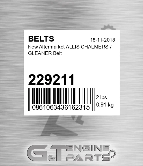 229211 New Aftermarket ALLIS CHALMERS / GLEANER Belt