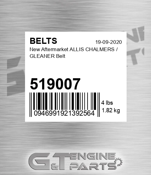 519007 New Aftermarket ALLIS CHALMERS / GLEANER Belt