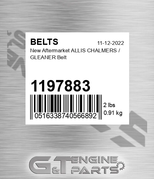 1197883 New Aftermarket ALLIS CHALMERS / GLEANER Belt