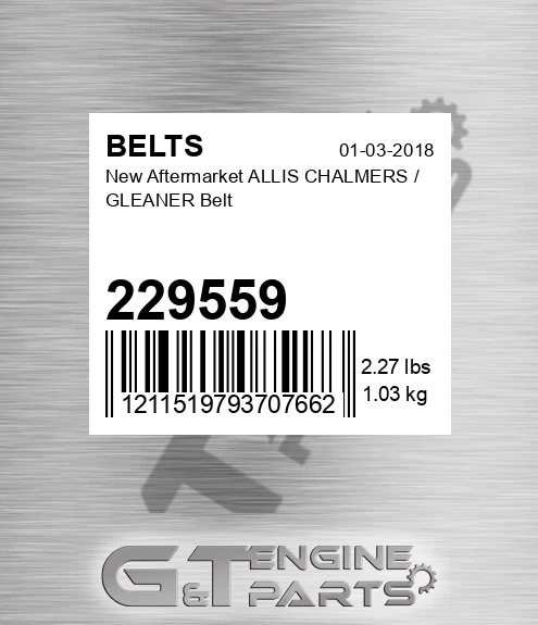 229559 New Aftermarket ALLIS CHALMERS / GLEANER Belt