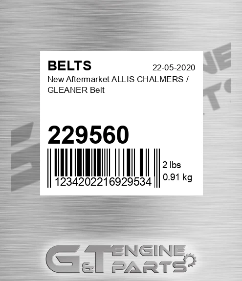 229560 New Aftermarket ALLIS CHALMERS / GLEANER Belt