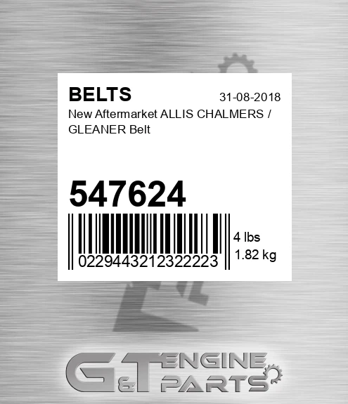 547624 New Aftermarket ALLIS CHALMERS / GLEANER Belt