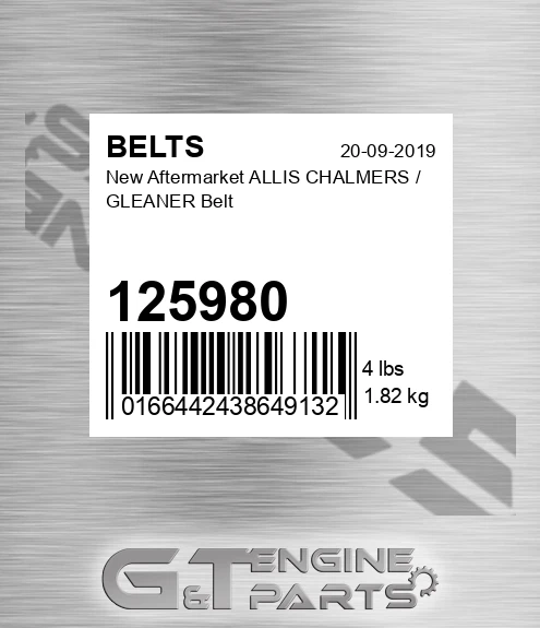 125980 New Aftermarket ALLIS CHALMERS / GLEANER Belt
