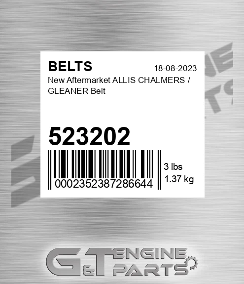 523202 New Aftermarket ALLIS CHALMERS / GLEANER Belt