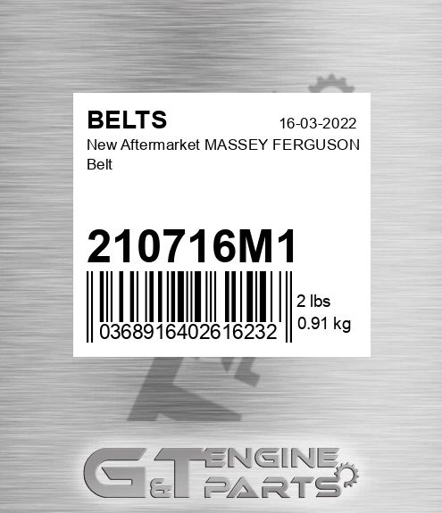 210716M1 New Aftermarket MASSEY FERGUSON Belt