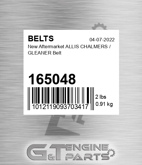 165048 New Aftermarket ALLIS CHALMERS / GLEANER Belt
